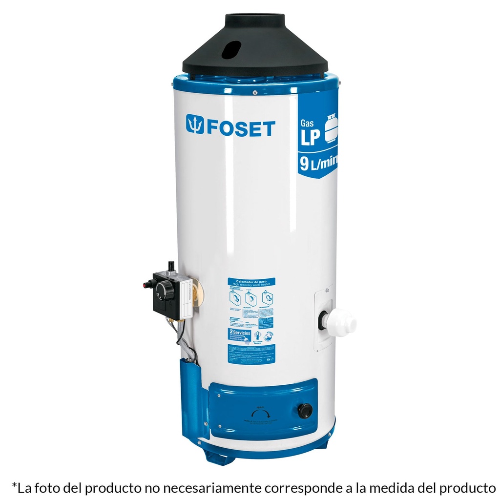 Calentador de paso 9L 2 servicios gas nat. piezo eléct. Fose