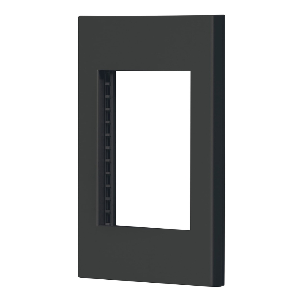 Placa 1 ventana, 3 módulos, línea Española, color negro