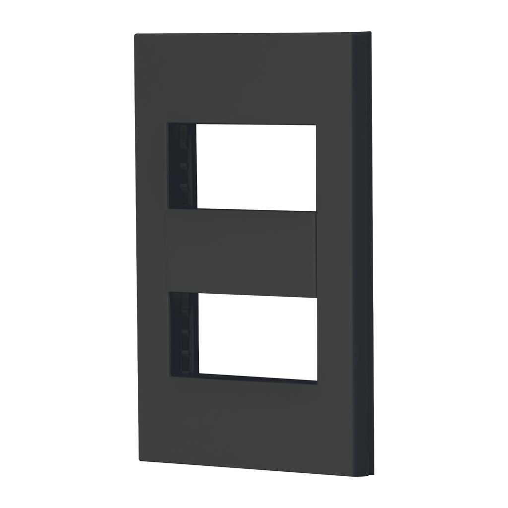Placa 2 ventanas, 1 módulo, línea Española, color negro