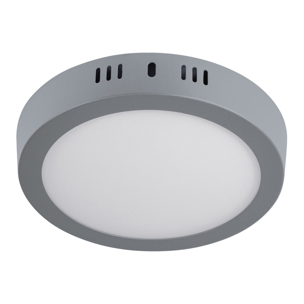 Luminario gris de LED 12 W redondo tipo plafón luz de día