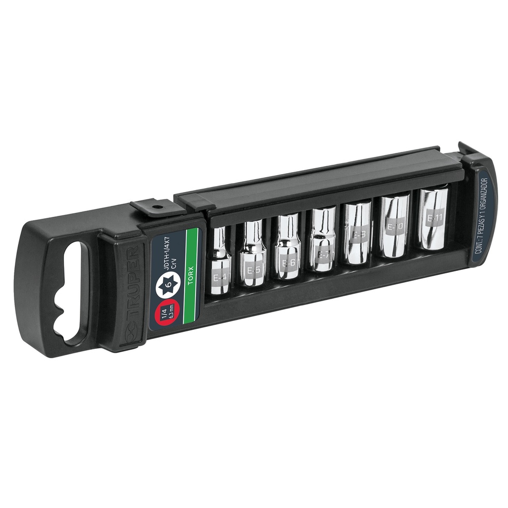 Juego de 7 dados torx cuadro 1/4', Truper