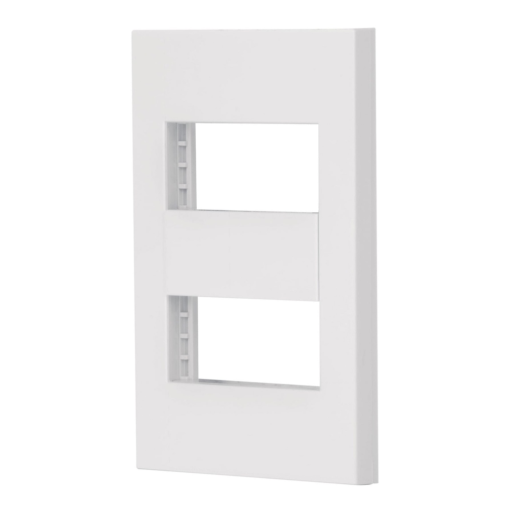 Placa 2 ventanas, 1 módulo, línea Española, color blanco