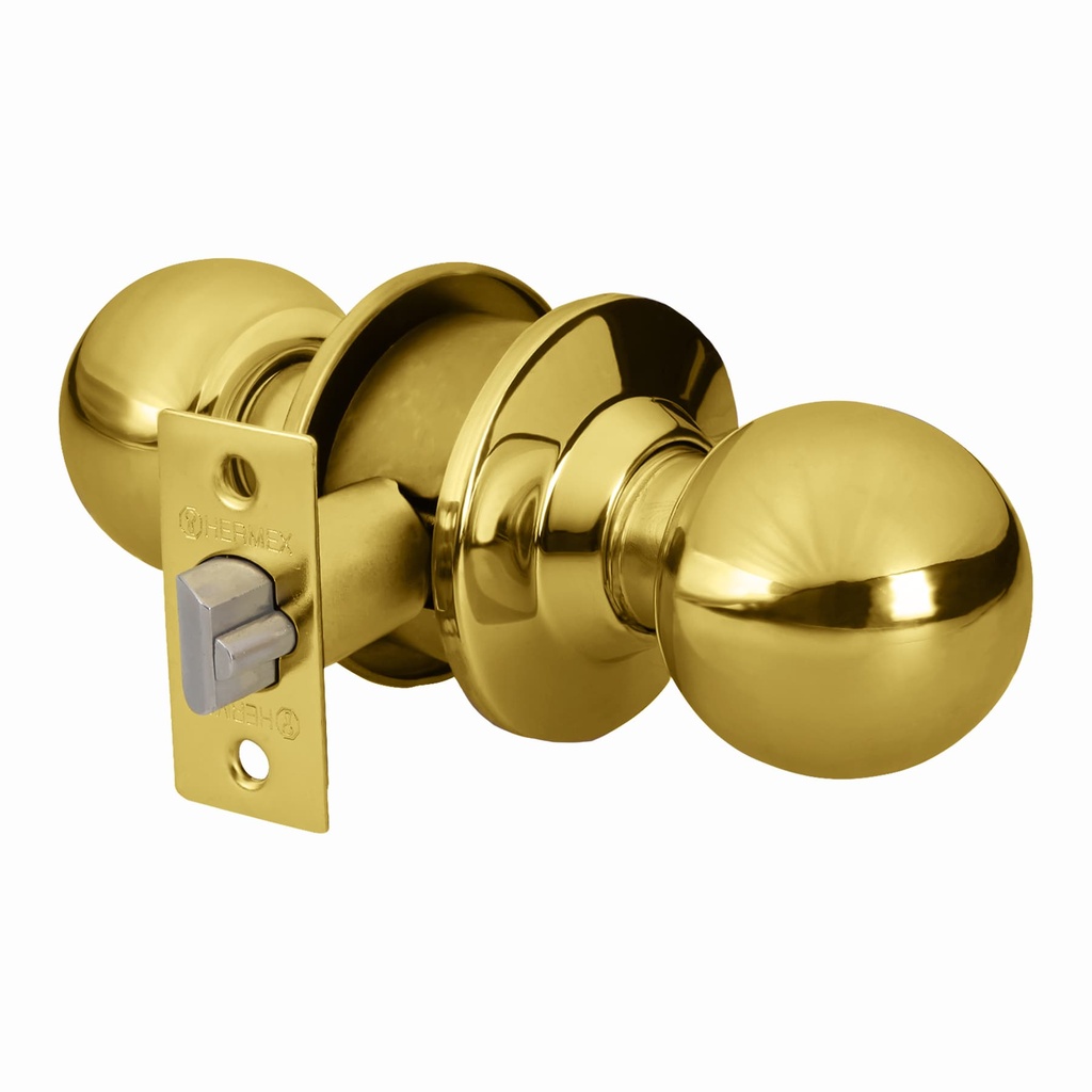 Cerradura tipo esfera para entrada, latón brillante, Hermex