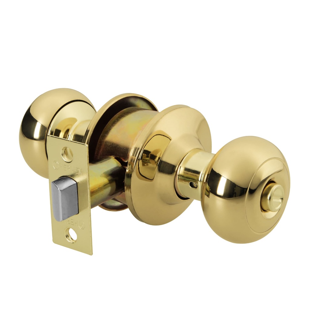 [43456] Cerradura tipo oval para baño, latón brillante, Hermex