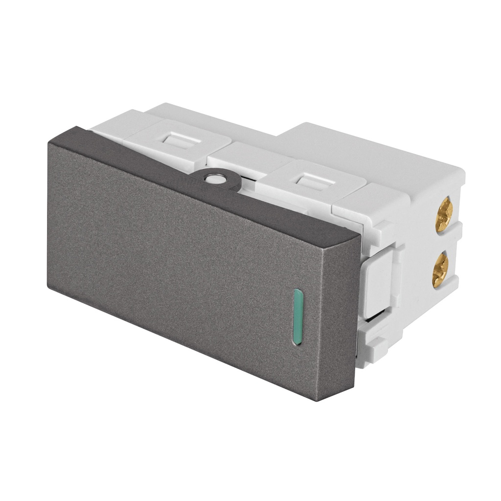 Interruptor sencillo acero inox de 1 módulo, línea Lisboa