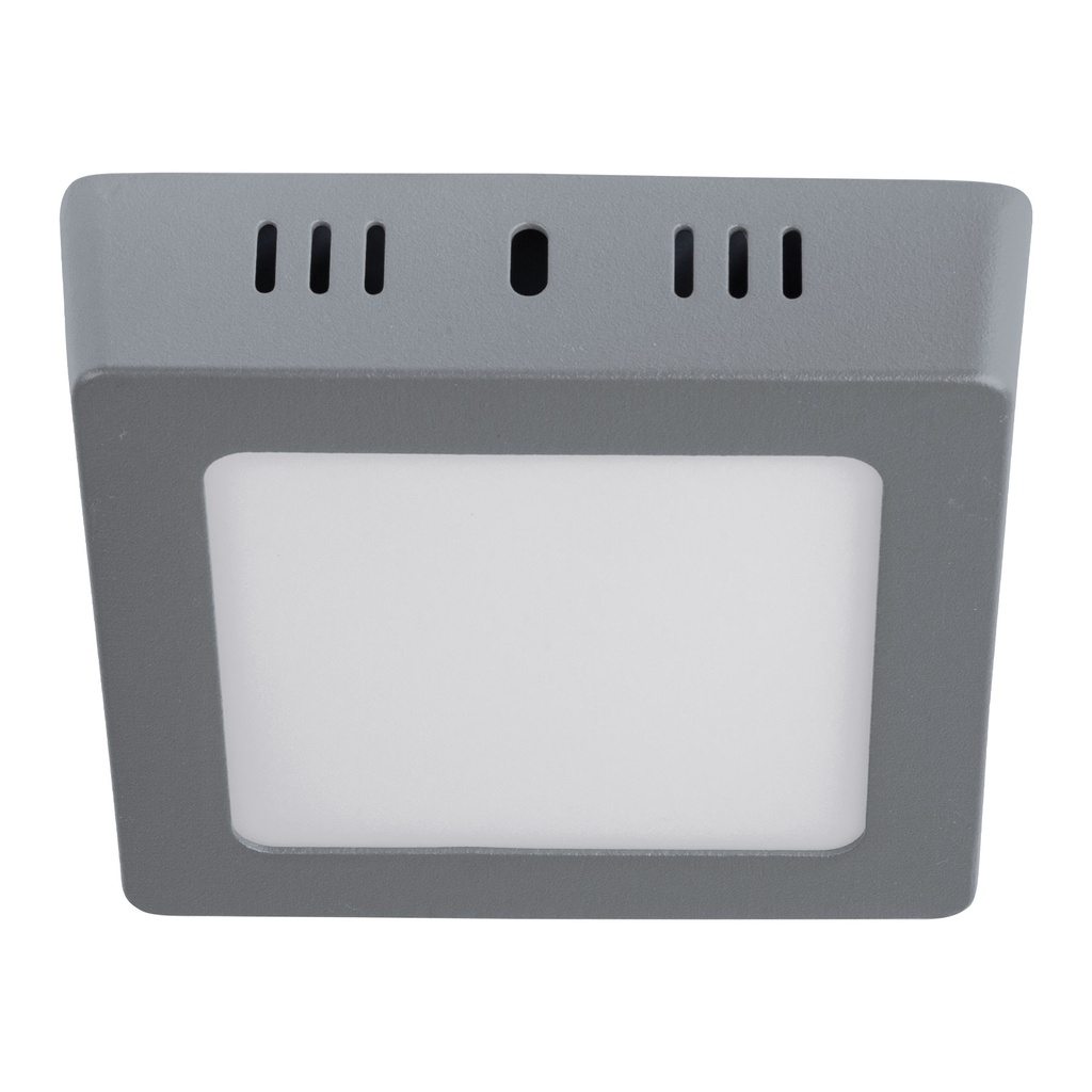 Luminario LED cuadrado tipo plafón 6 W, gris, luz de día