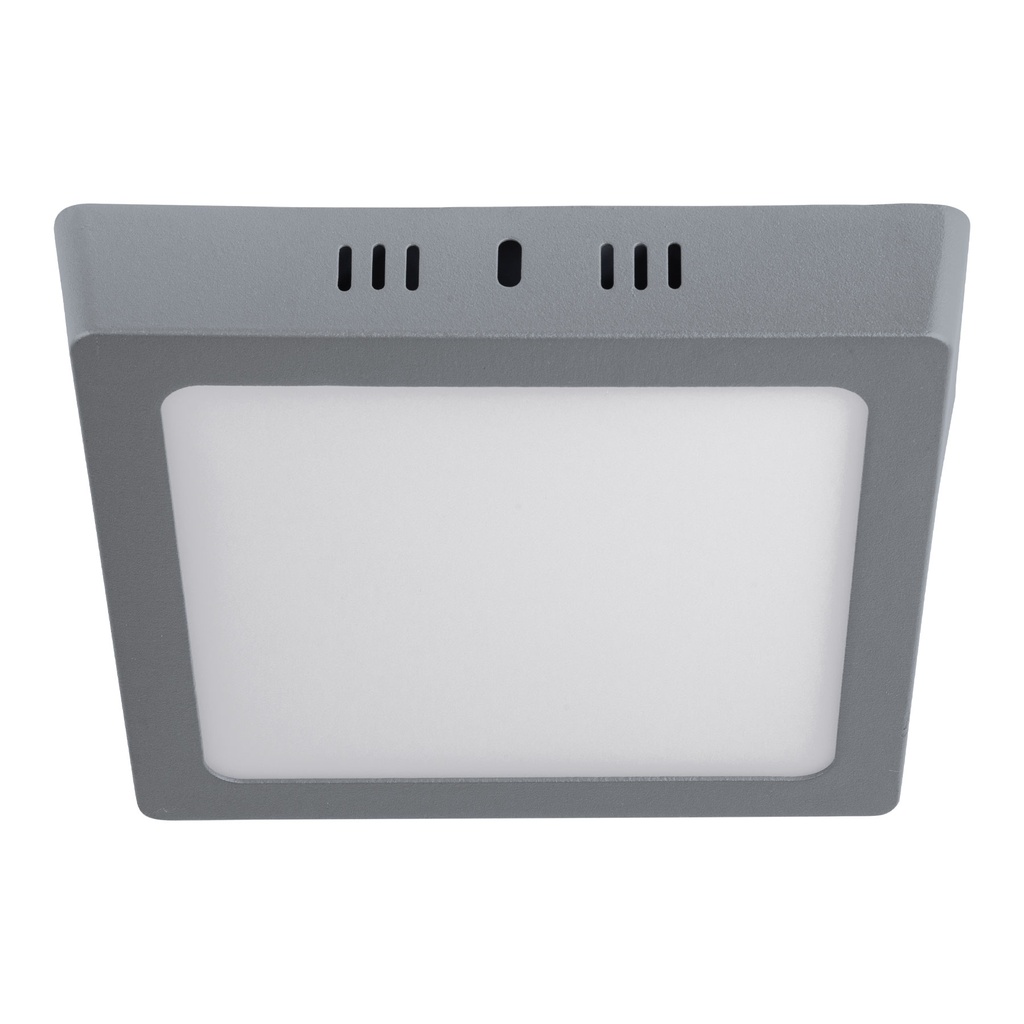 Luminario LED cuadrado tipo plafón 12 W, gris, luz de día