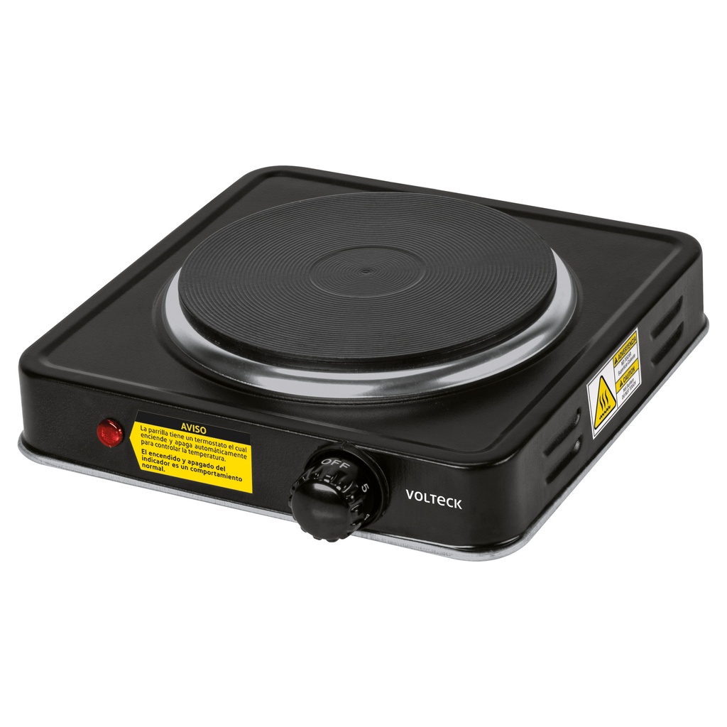 [47554] Parrilla eléctrica quemador tipo disco, negra, Volteck