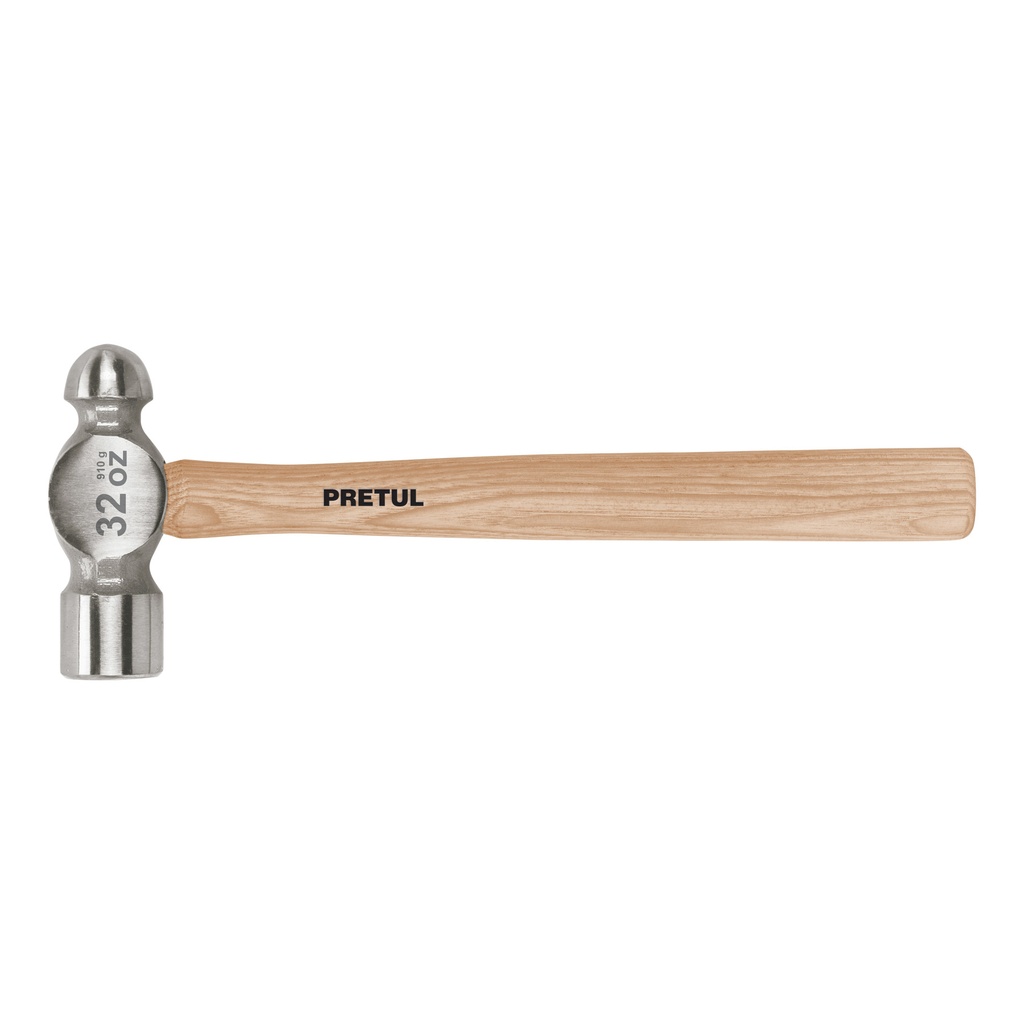 Martillo pulido de bola 32 oz mango madera, Pretul