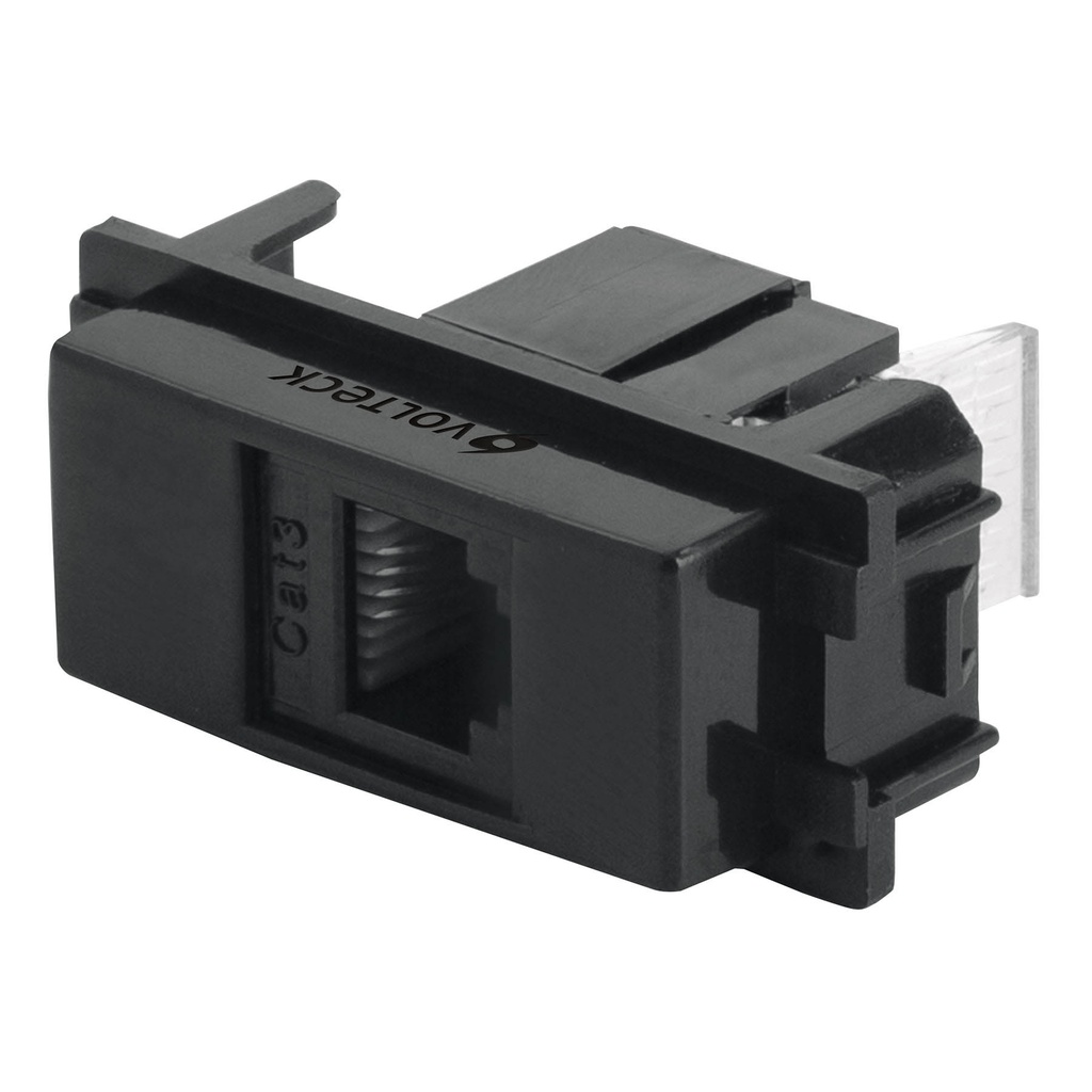 Toma de teléfono, línea Italiana, color negro, Volteck