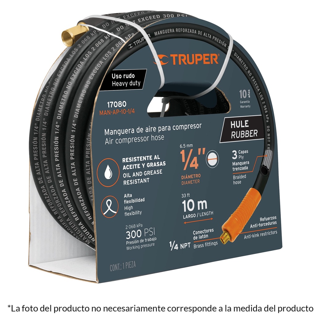 Manguera de hule para compresor, 10 m x 3/8', Truper