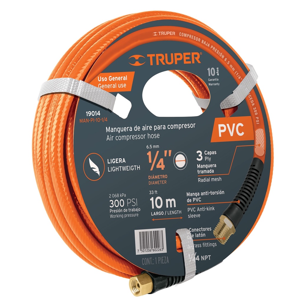 Manguera de PVC para compresor, 10 m x 1/4', Truper