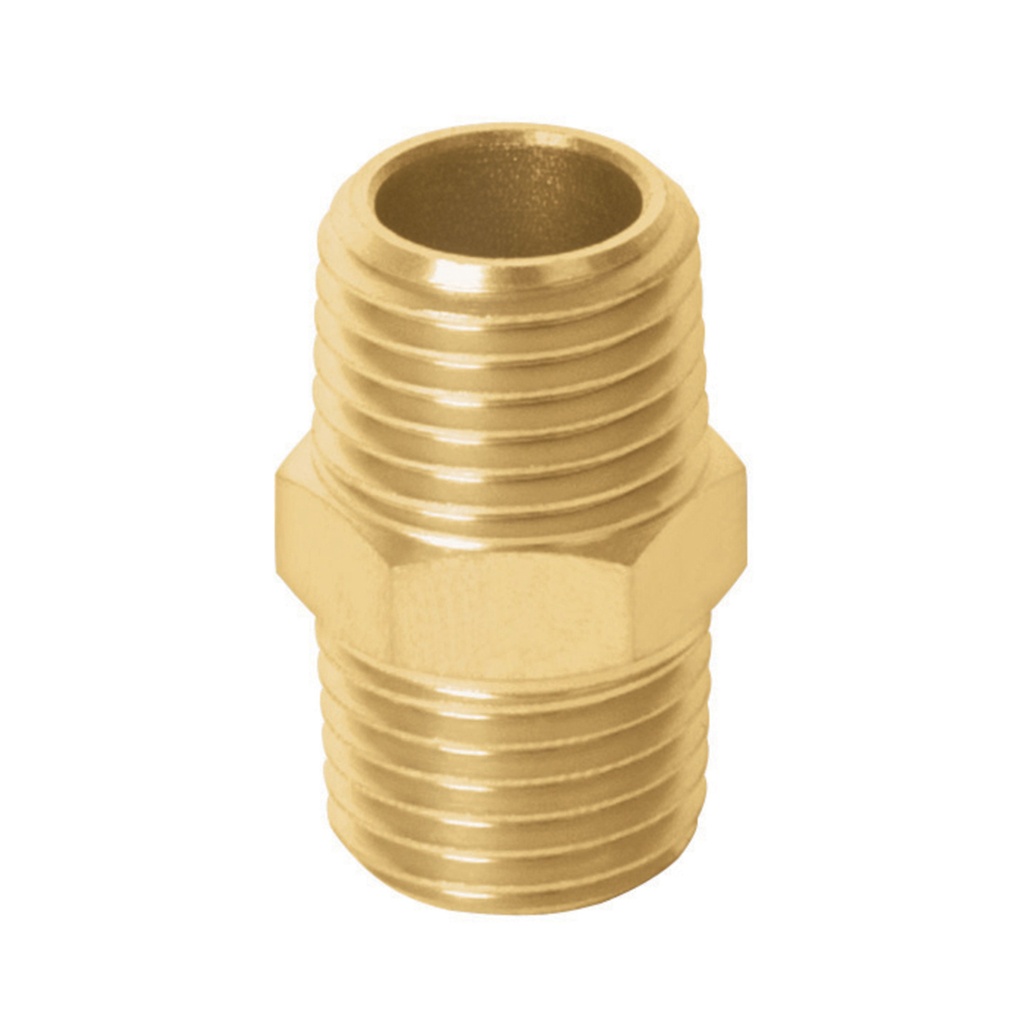 Niple de latón, tipo FF, cuerda 1/4 NPT, Truper