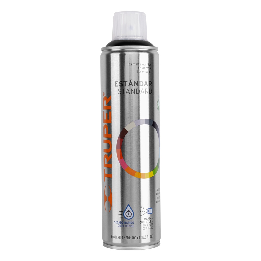 Pintura en aerosol, negro brillante, bote esbelto, 400 ml