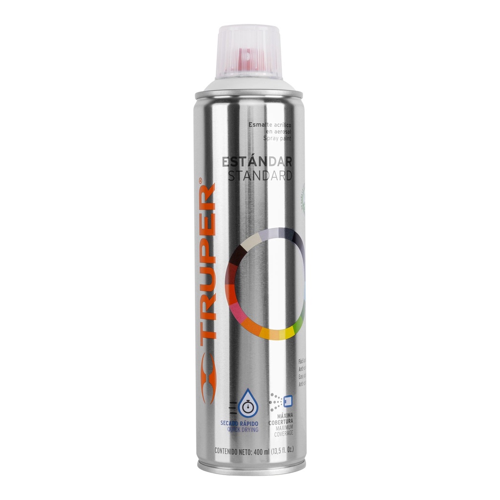 Pintura en aerosol, blanco brillante, bote esbelto, 400 ml