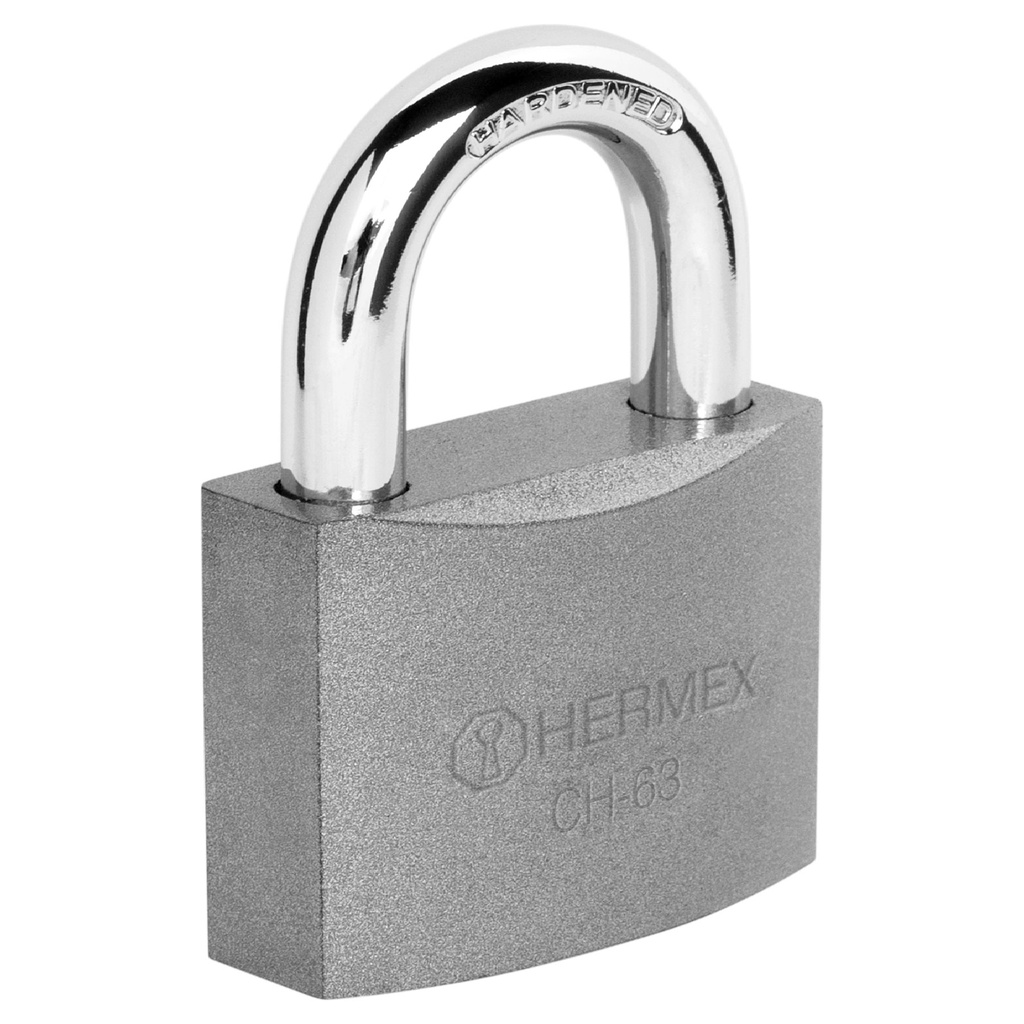 Candado de hierro 63 mm gancho corto en caja, Hermex