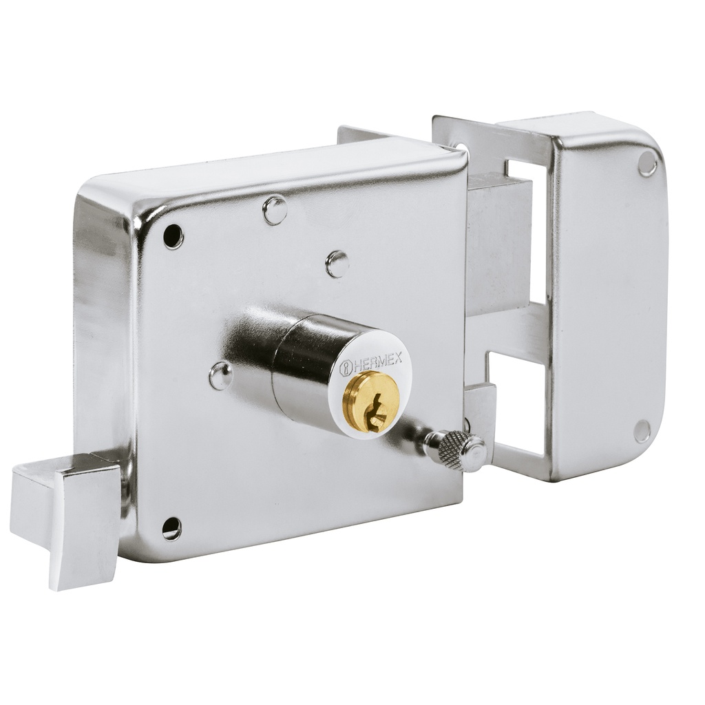 [43588] Cerradura sobreponer der instala-fácil, cromada, tradicional