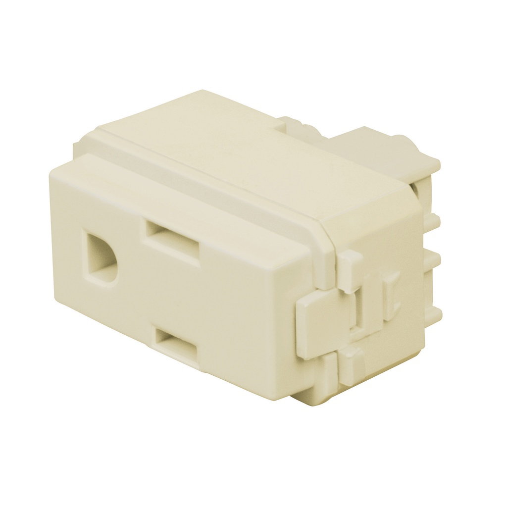 Contacto sencillo, 2 polos + tierra, línea Italiana, marfil