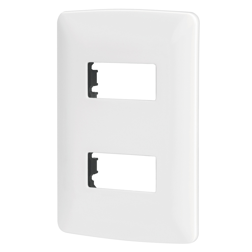 Placa 2 módulos de ABS, línea Italiana, color blanco