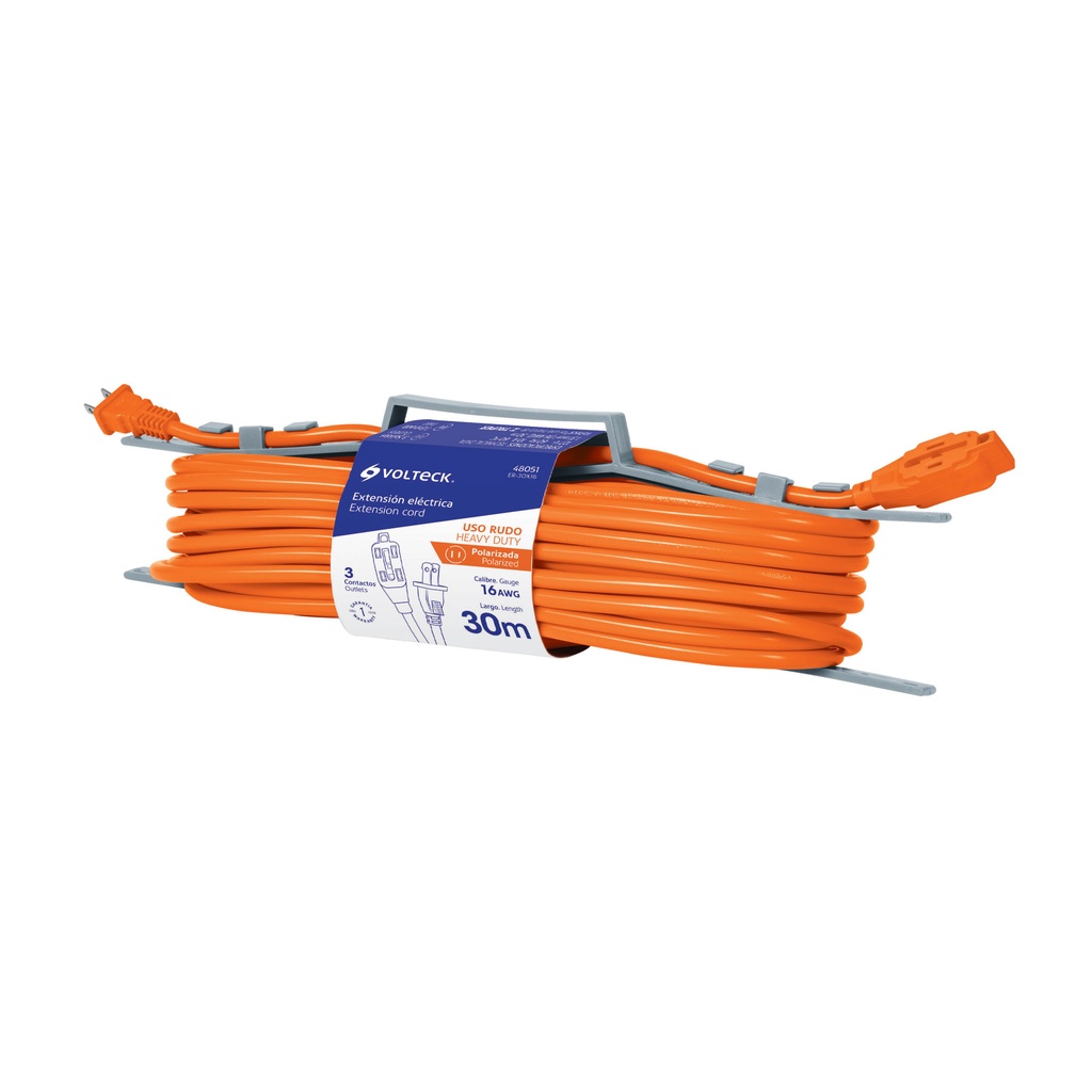 Extensión eléctrica de uso rudo 30 m 2x16 AWG, Volteck