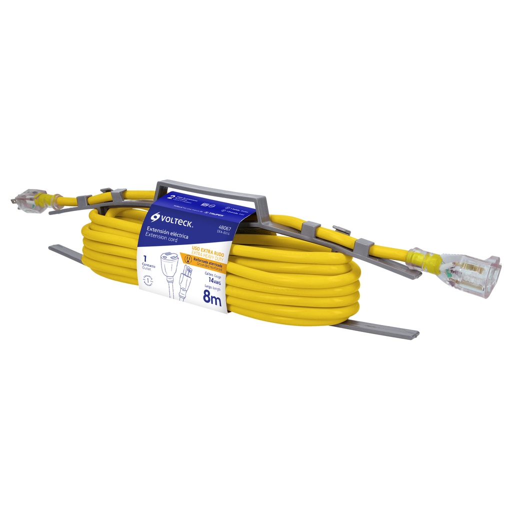 Extensión reforzada aterrizada 8 m 3x14 AWG, Volteck