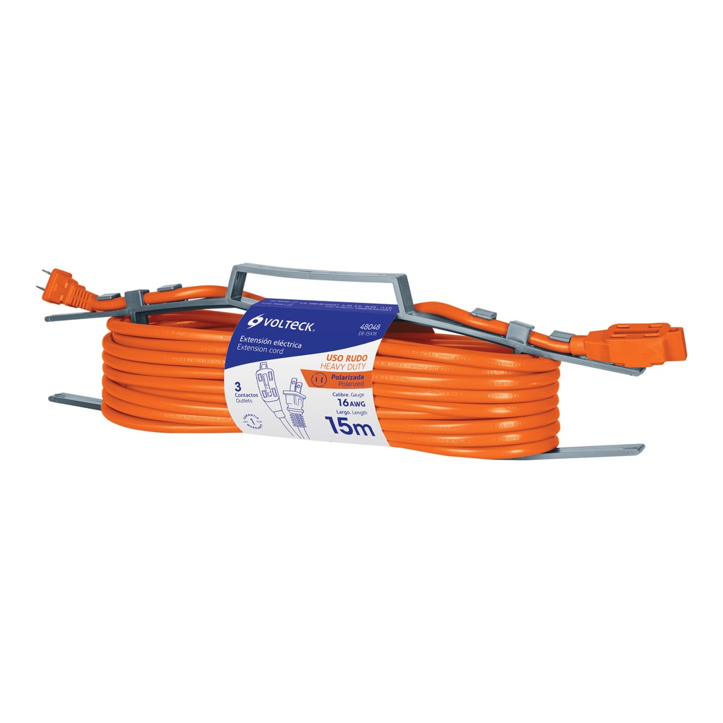 Extensión eléctrica de uso rudo 15 m 2x16 AWG, Volteck