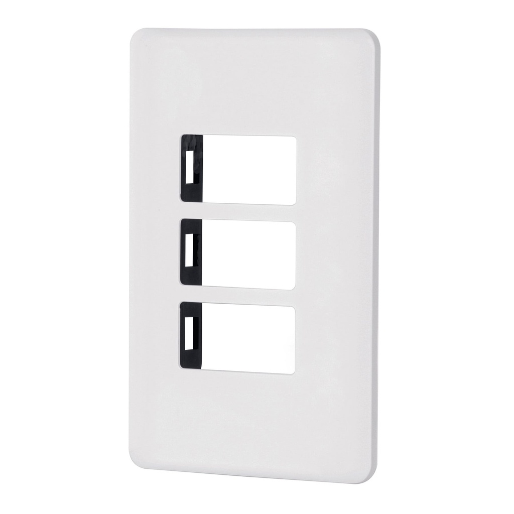 Placa 3 módulos de ABS, blanca, Volteck Basic