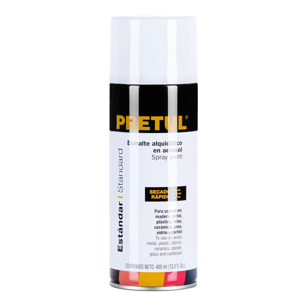 Pintura e/aerosol,blanco brillante,bote esbelto,400ml,Pretul