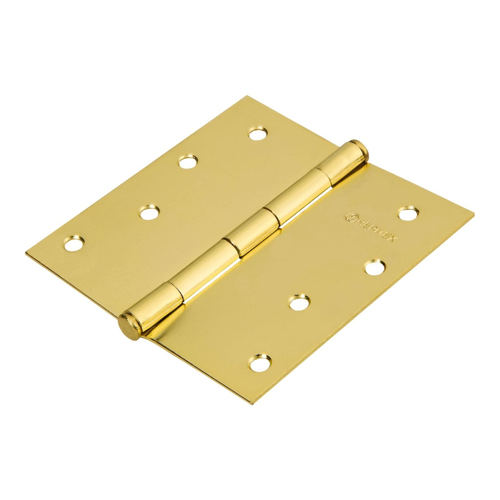 Bisagra cuadrada, 4', acero latonado, plana, Hermex Basic