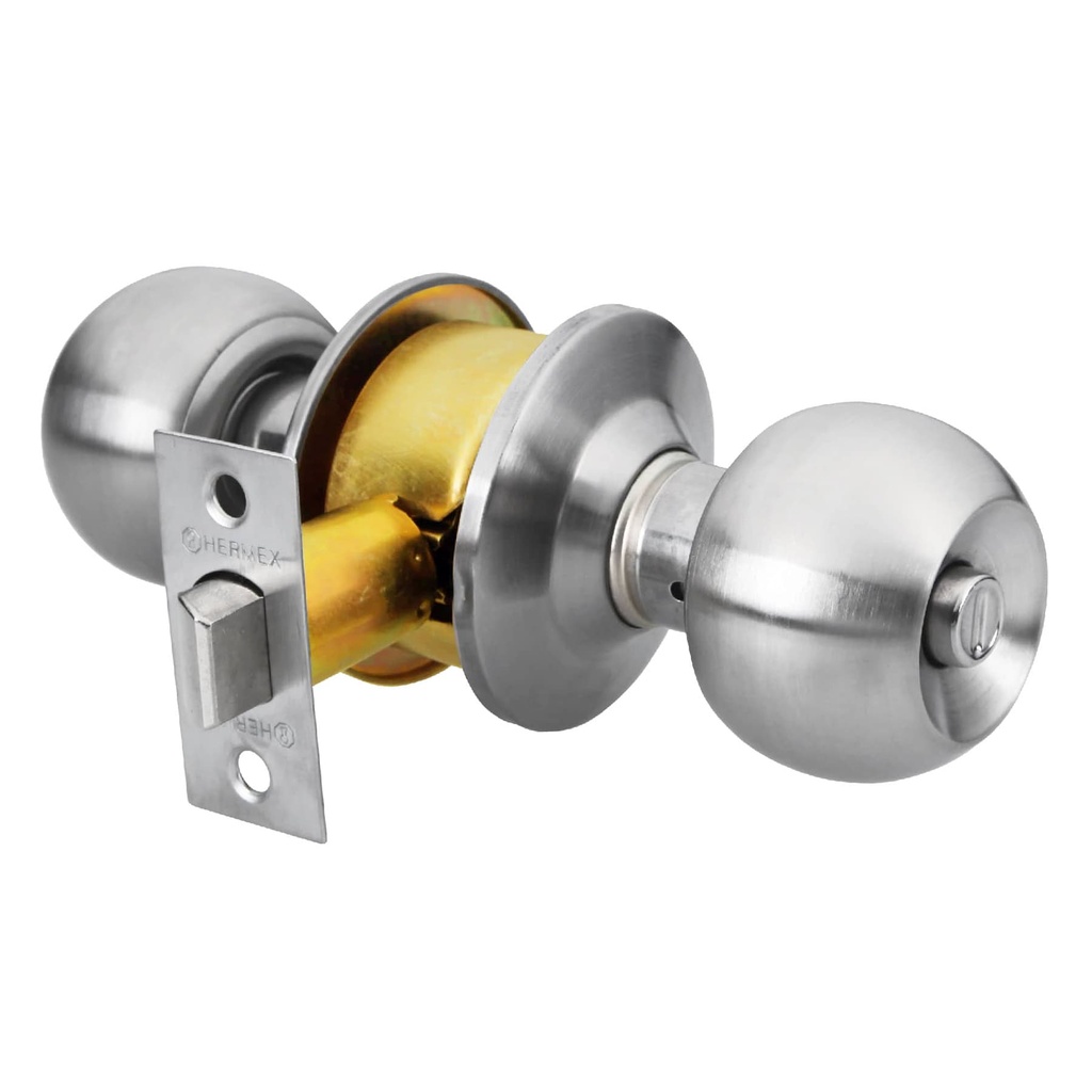 Cerradura tipo esfera, cilíndrico, baño, cromo, Hermex Basic
