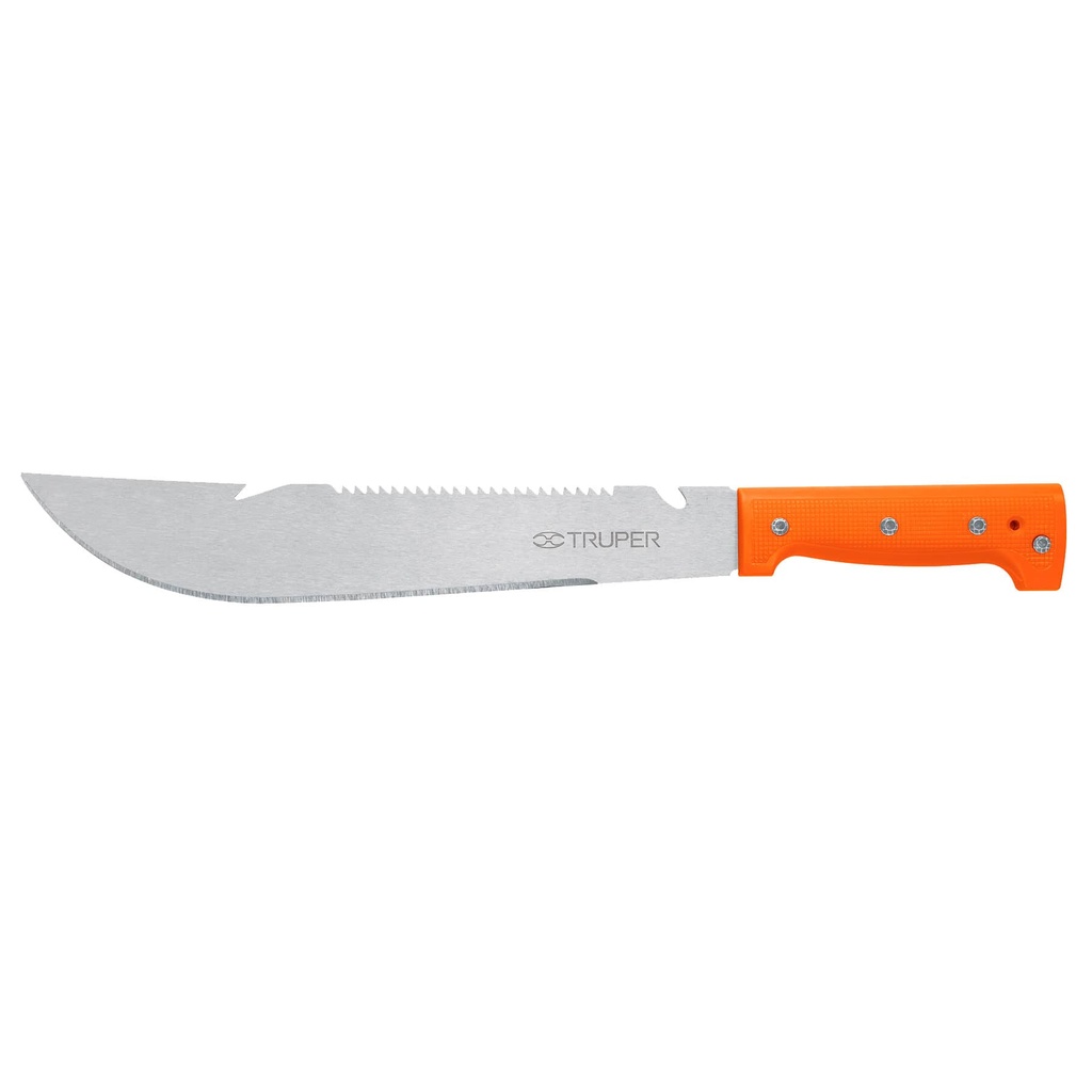 Machete rambo 12' cacha remachada naranja, Truper