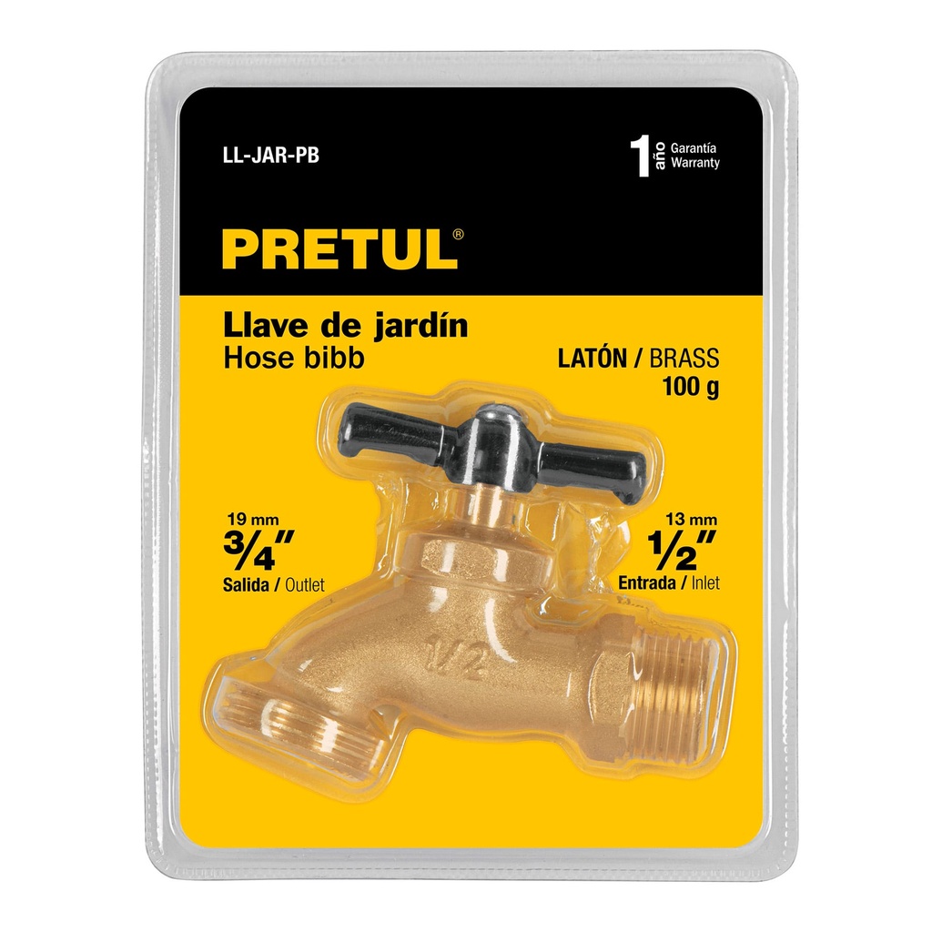 Llave para manguera, de latón 100 g 1/2', en blíster, Pretul