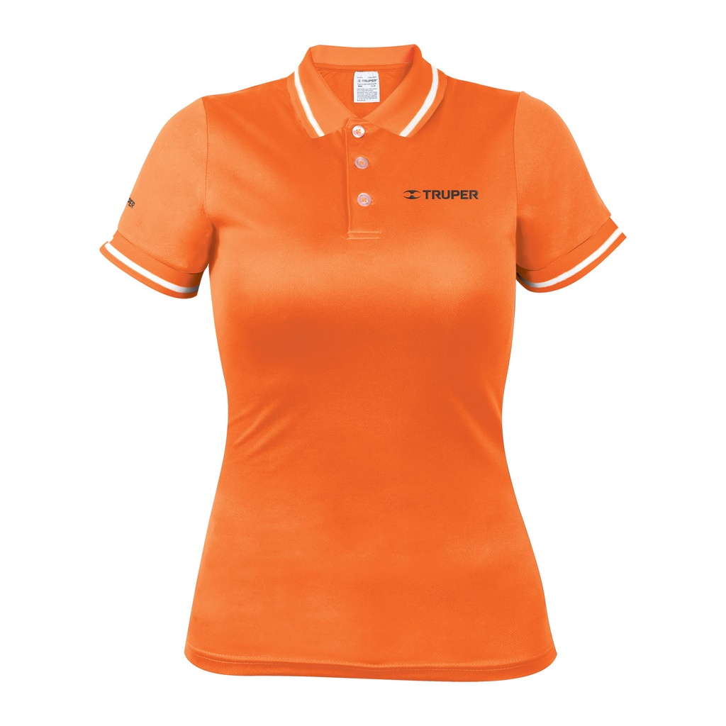 Playera tipo polo dry fit naranja, para dama, talla G