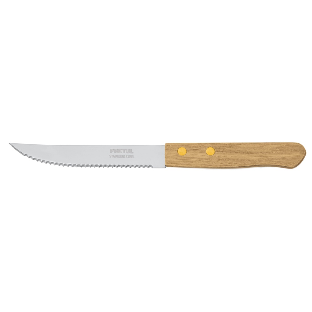 Cuchillo con sierra para asado 5' mango de madera, Pretul