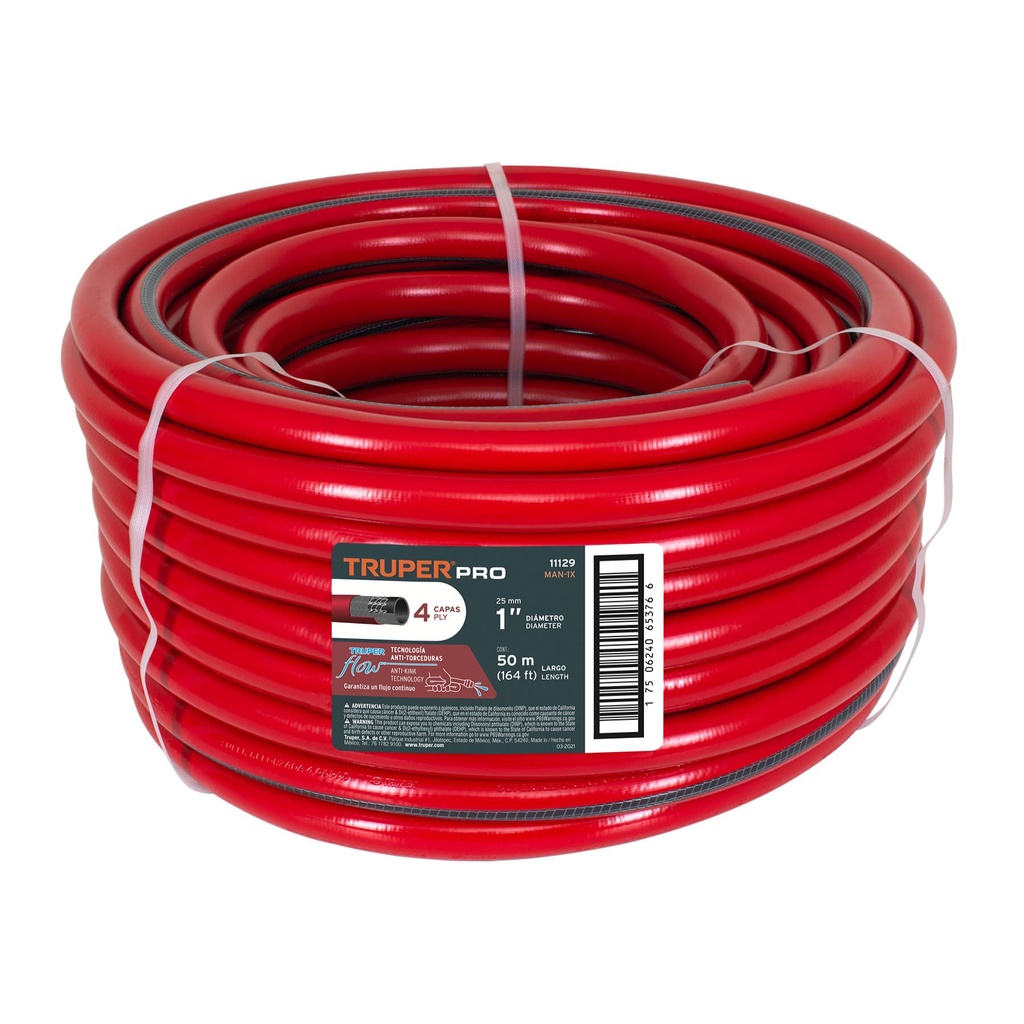 [11129] Metro de manguera 1' 4 capas en rollo de 50 m, Truper