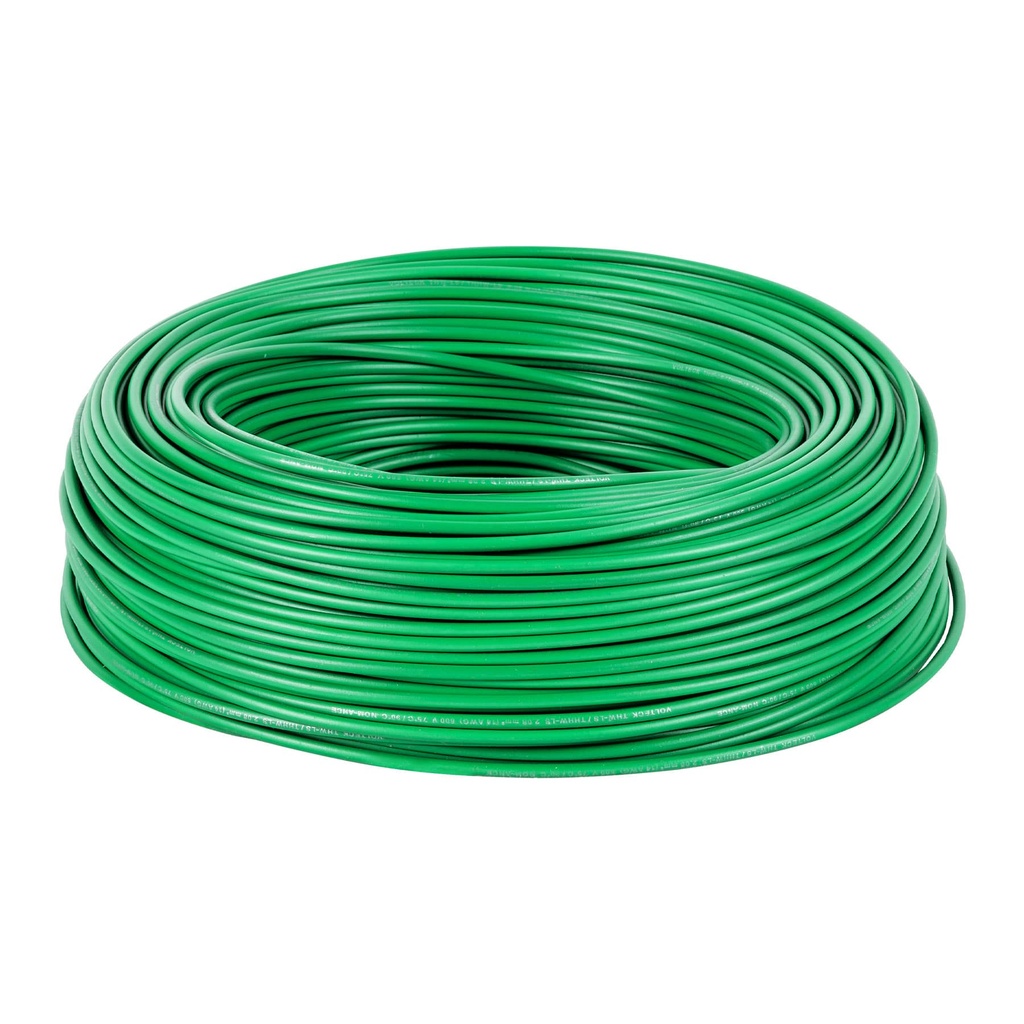 Rollo de 100 m de cable THHW-LS 14 AWG verde, Volteck