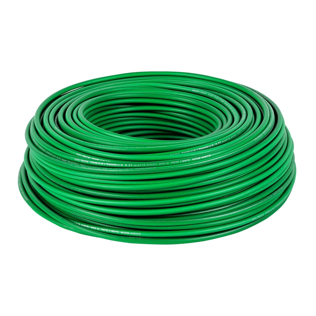 Rollo de 100 m de cable THHW-LS 8 AWG verde, Volteck