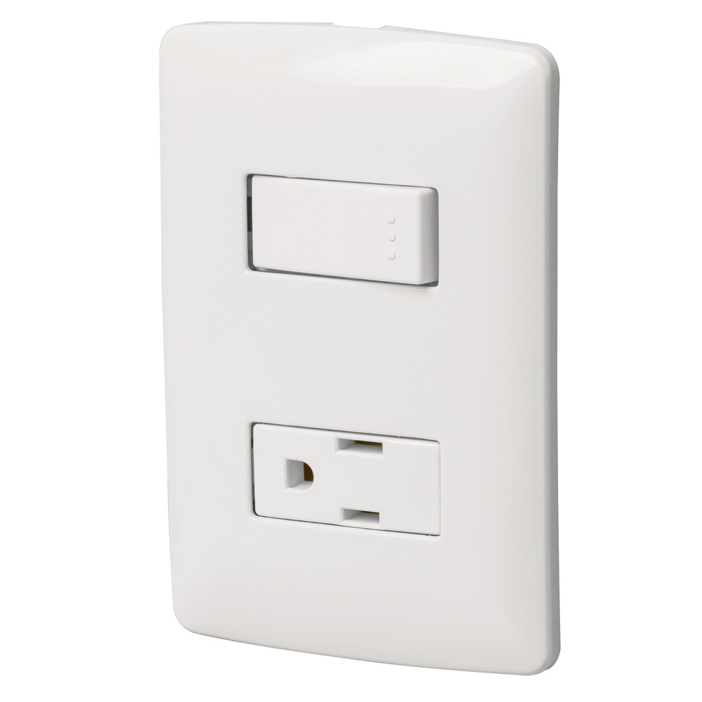 Placa armada contacto e interruptor, blanco, línea Italiana