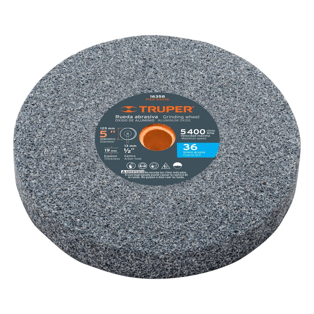 Piedra para esmeril 5 X 3/4' óxido de aluminio, grano 36