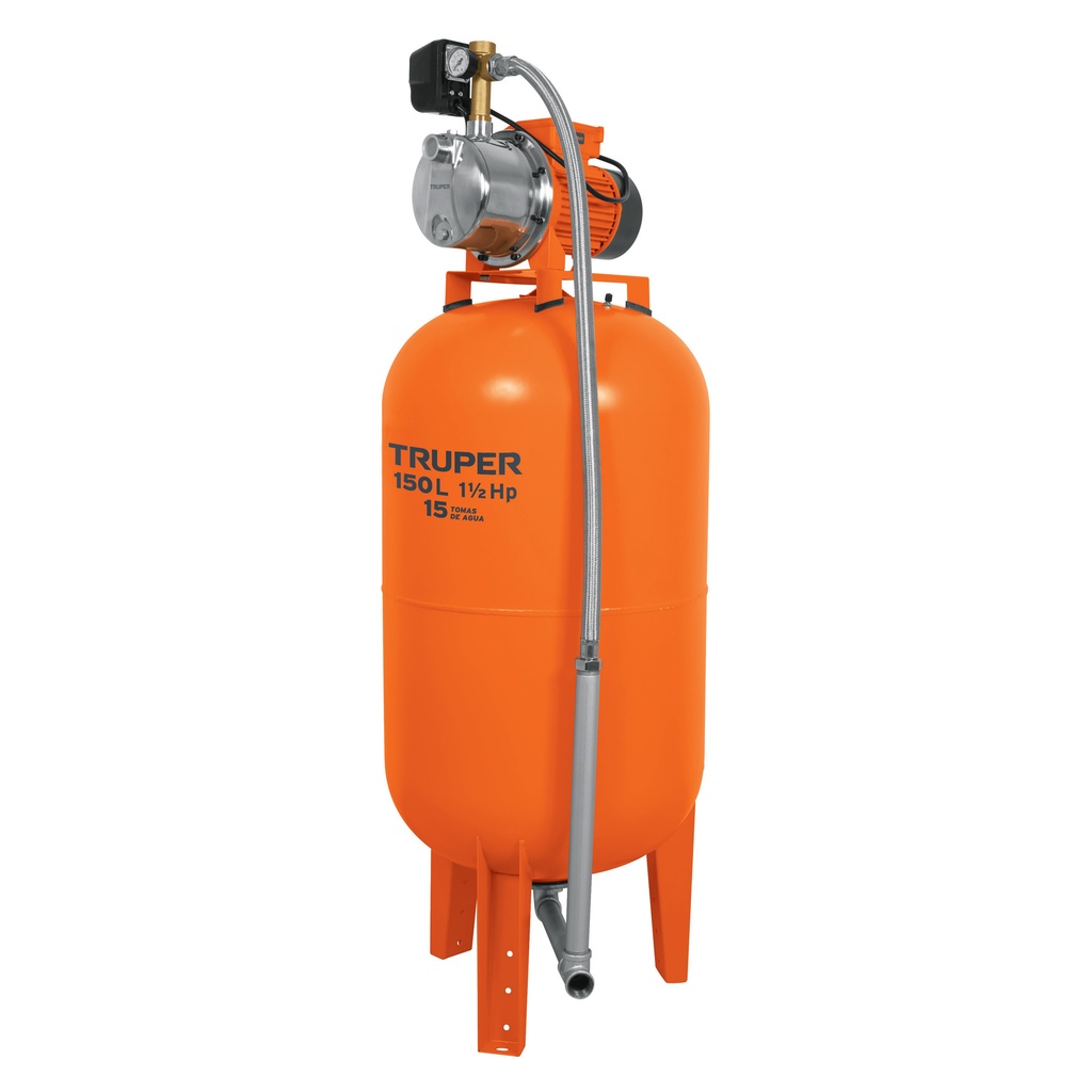 Bomba hidroneumática 1-1/2 HP, 150 litros, Truper