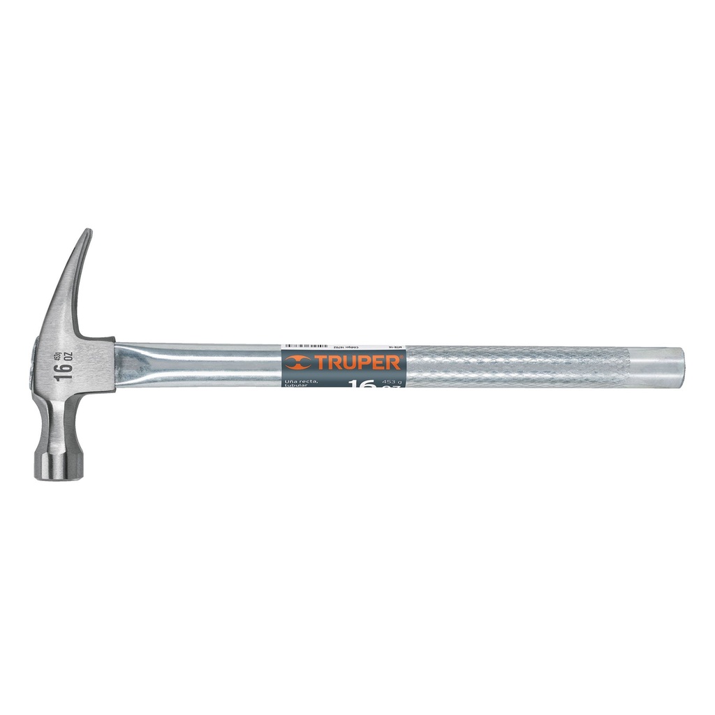 Martillo tubular pulido 16 oz uña recta, Truper