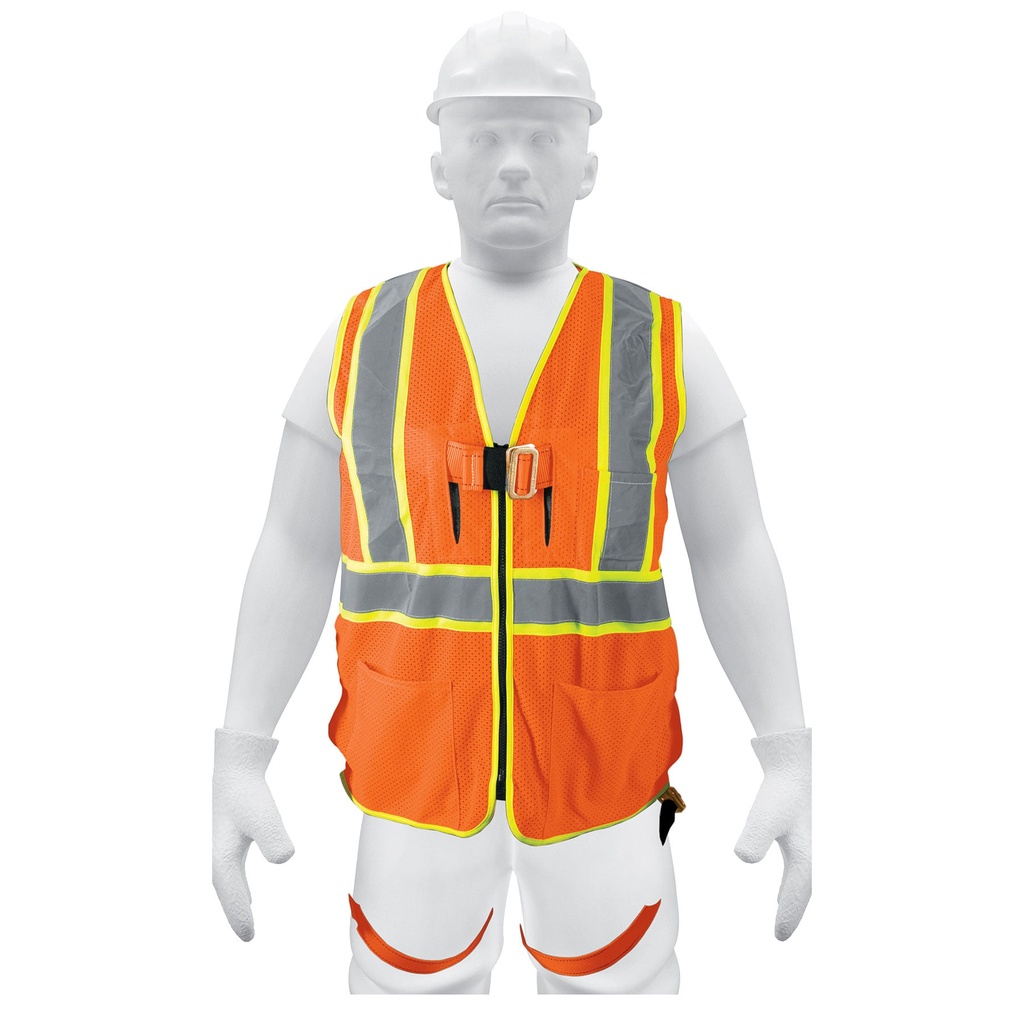 [101770] Chaleco de seguridad para arnés, alta visibilidad, naranja