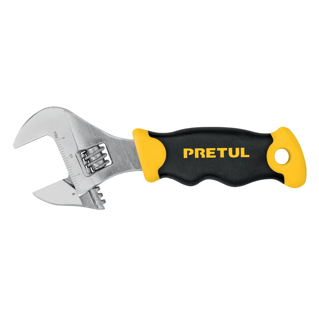 Llave ajustable (perico corto) 6' cromada con grip, Pretul