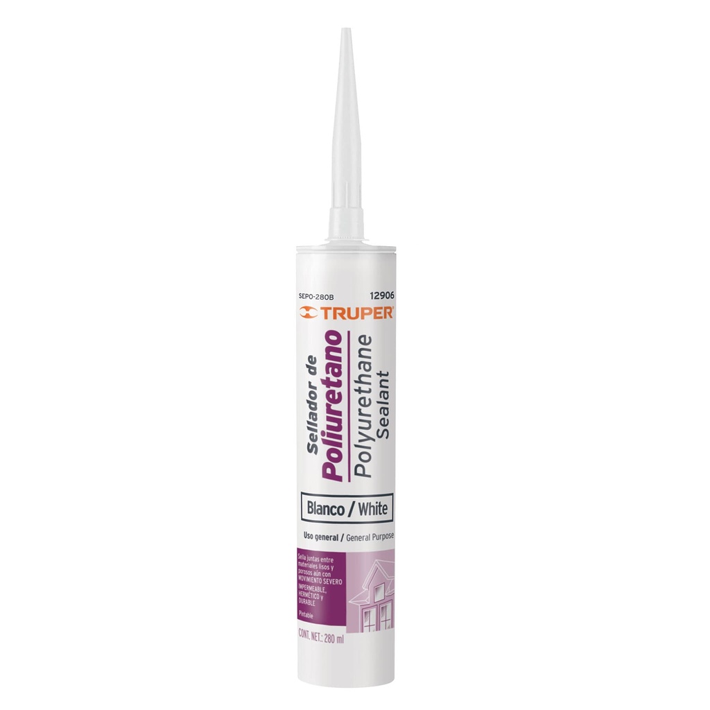 Sellador de poliuretano de 280 ml, blanco, Truper