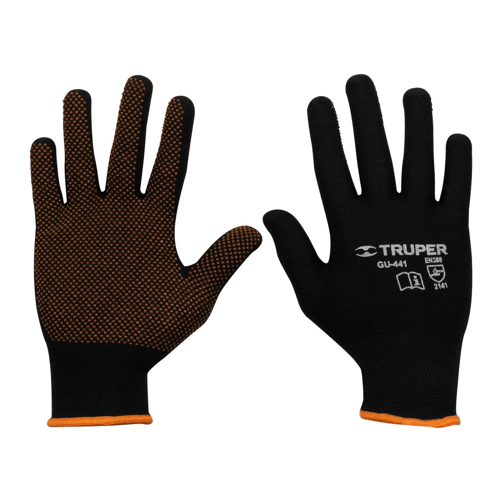 Guantes de poliéster con puntos de PVC en palma, CH, Truper