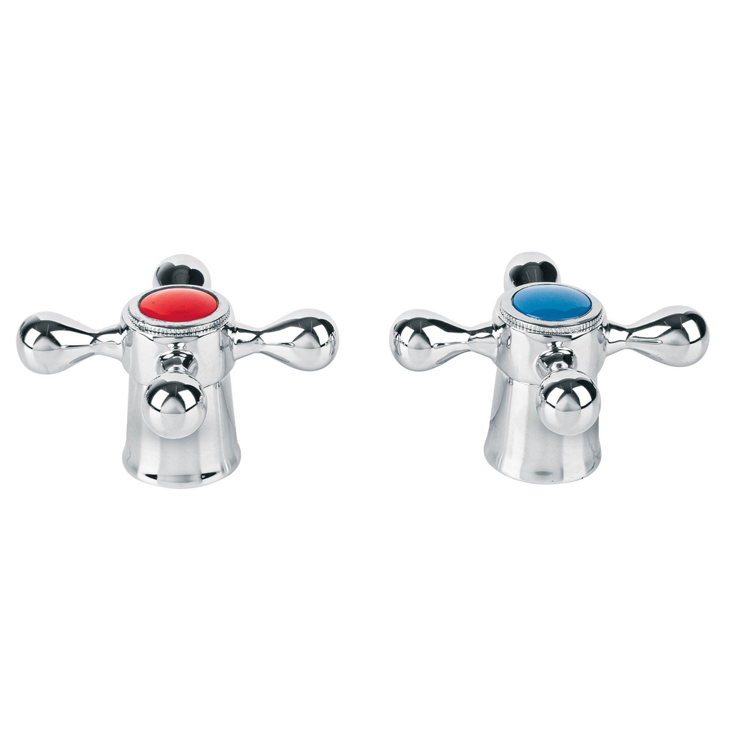 Juego de 2 manerales metálicos tipo cruceta p/lavabo, Basic