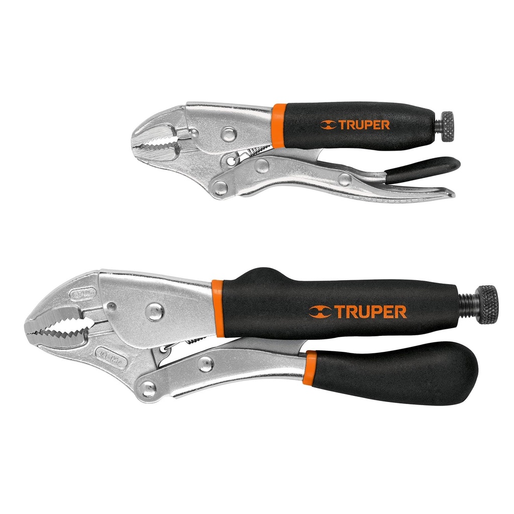 [17447] Juego de dos pinzas de presión curvas mango de vinil, Truper