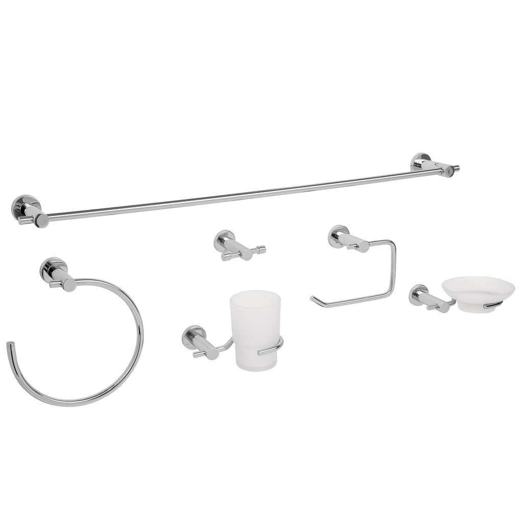 Juego de 6 accesorios para baño acabado cromo, Foset Element