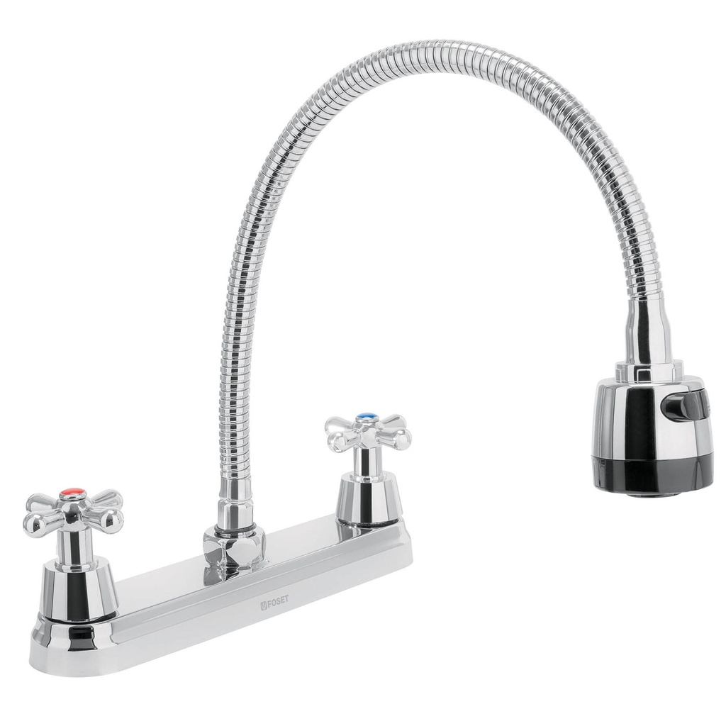 Mezcladora inox 8' p/fregadero, flexible, cruceta, Aqua