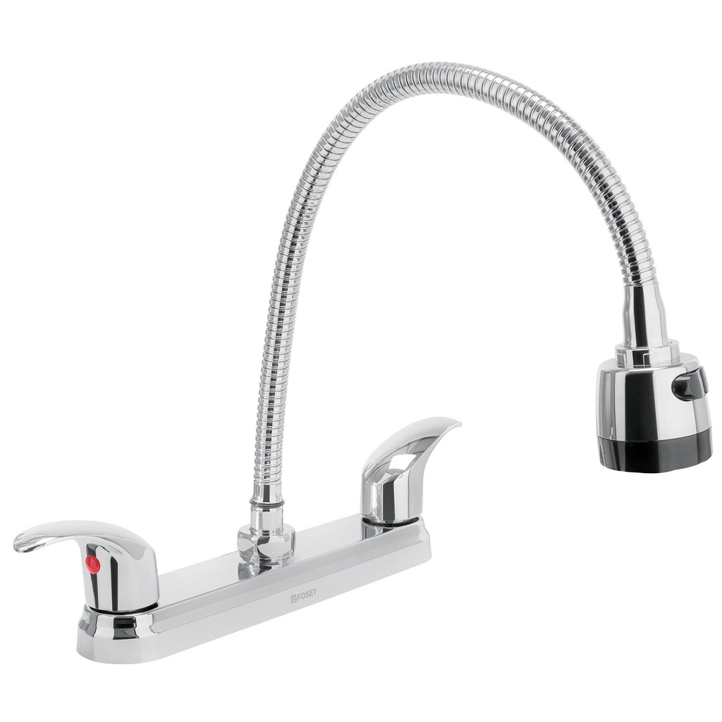 Mezcladora inox 8' p/fregadero, flexible, palanca, Aqua